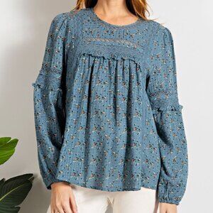 EASEL- ANITA FLORAL PRINTED COTTON TOP